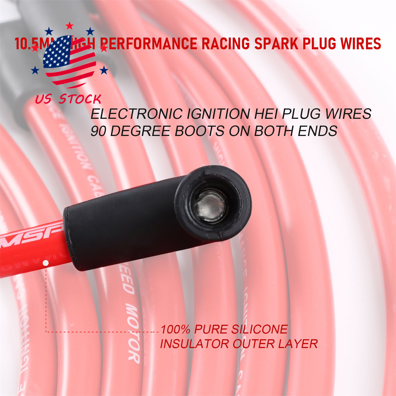 10.5 MM High Performance Spark Plug Wire Set HEI SBC BBC 350 383 454 Electronic