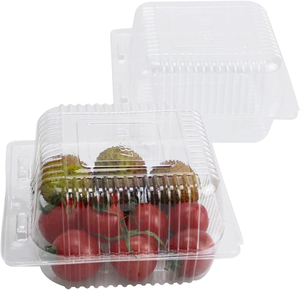 Clear Square Plastic Hinged Food Containers, 50PC Cake Slice Containers
