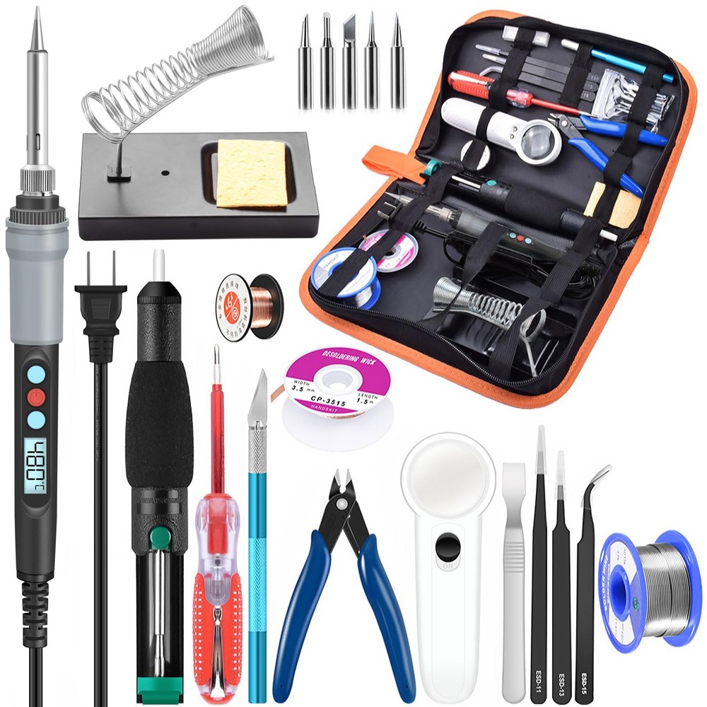 Soldering Iron Kit Electronics, 21-in-1, 90W Adjustable Temperature F