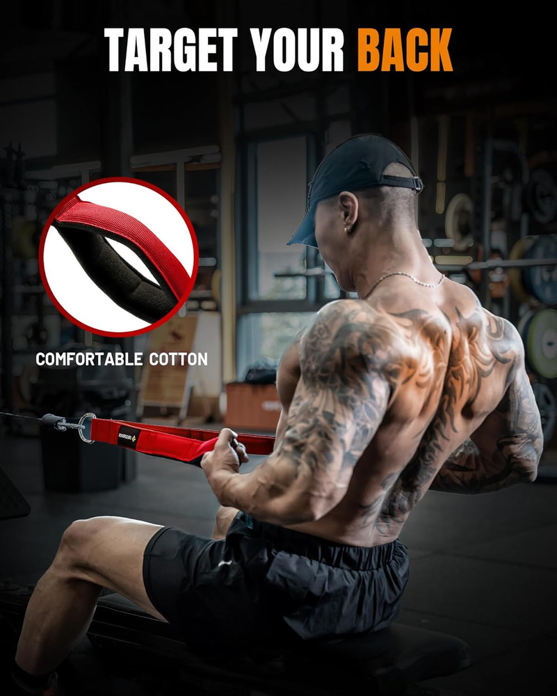 Tricep Rope Cable Attachment Handles Gym Pull Down Pushdown Face Pull, Red