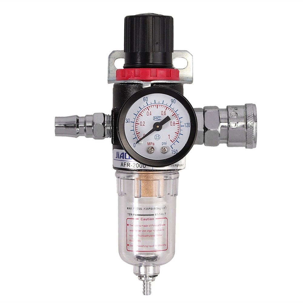 1/4" mini regulator w/ gauge compressor compressed air pressure filter 130 psi