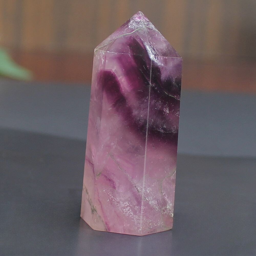 Purple Fluorite crystal Hexagonal point Column Healing quartz Reiki Stone