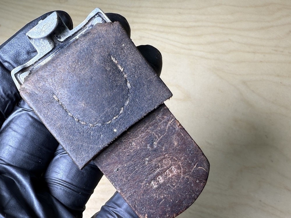 Original WW2 German Leather Strap Section with Aluminum Fitting – Dated 1938