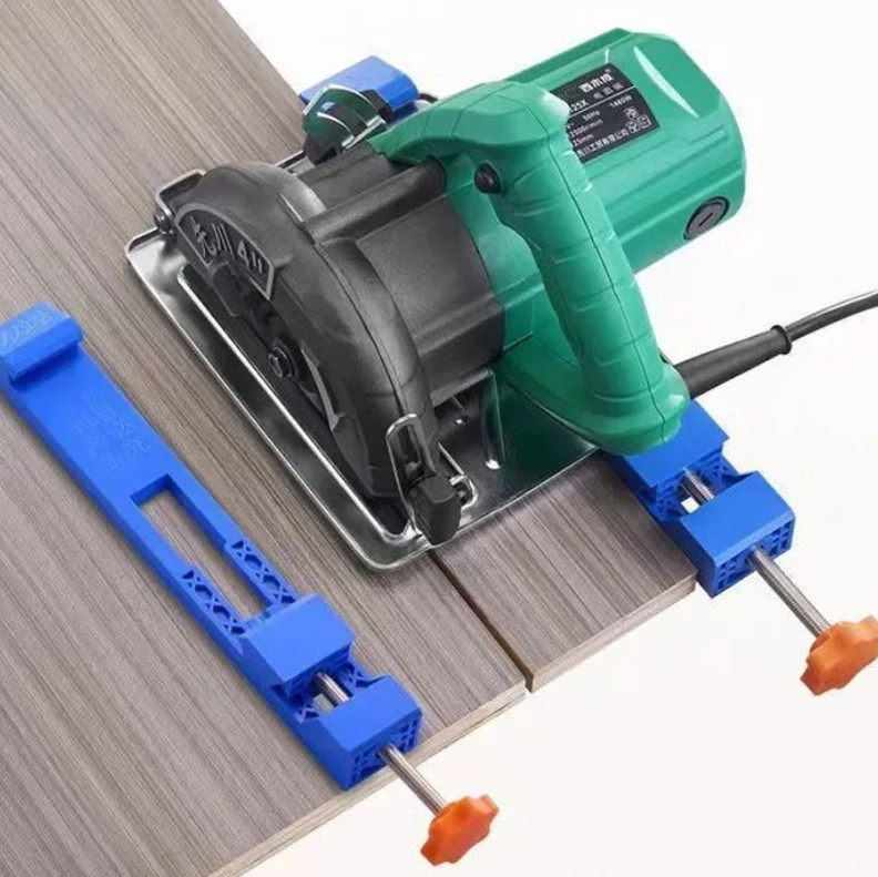 1pc High-quality Adjustable Cutting Machine Base Guide Rail Clamp Blue - NEW