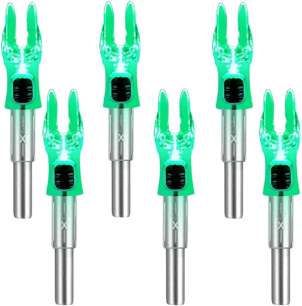 6 Pack X Lighted Archery Nocks for Arrows .204 inside Diameter Lighted Arrow Noc