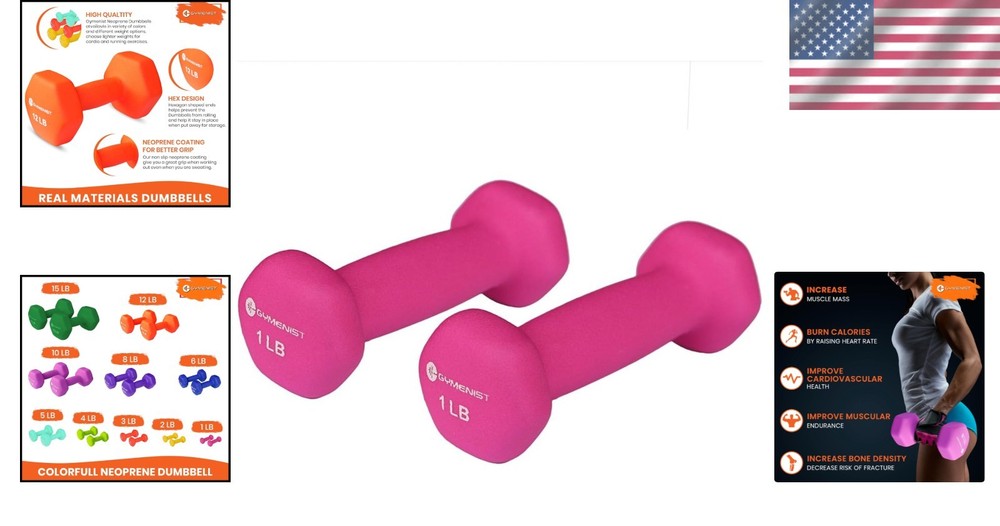 Comfortable Grip Neoprene Dumbbells - 2 Pack Lightweight Exercise Weights