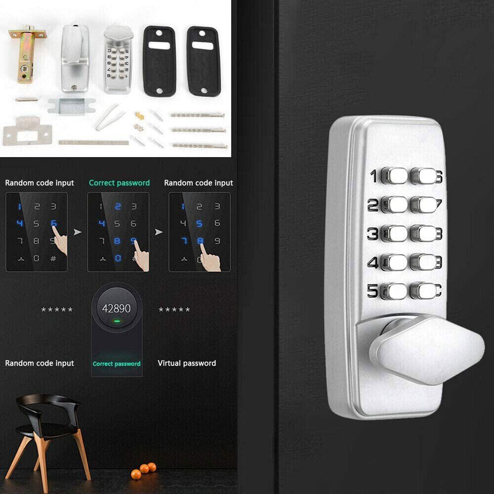 Digital Mechanical Door Lock Code Push Button Keyless Combination Knob Lock Set