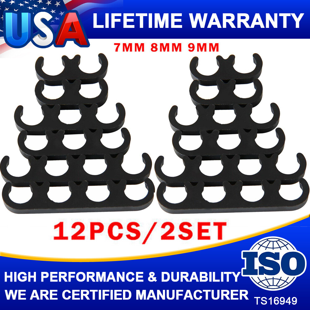 12pcs Spark Plug Holders 7-8-9mm Ignition Lead Wire Separators Dividers Clip-in
