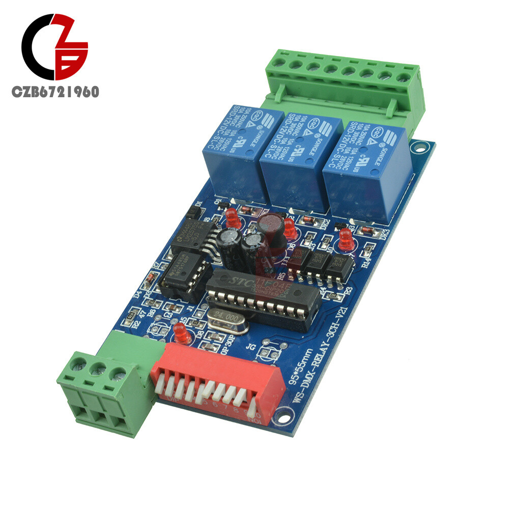 DMX512 Relay Decoder RGB LED Dimmer 3 Channel 12V 5A Relay Switch Controller