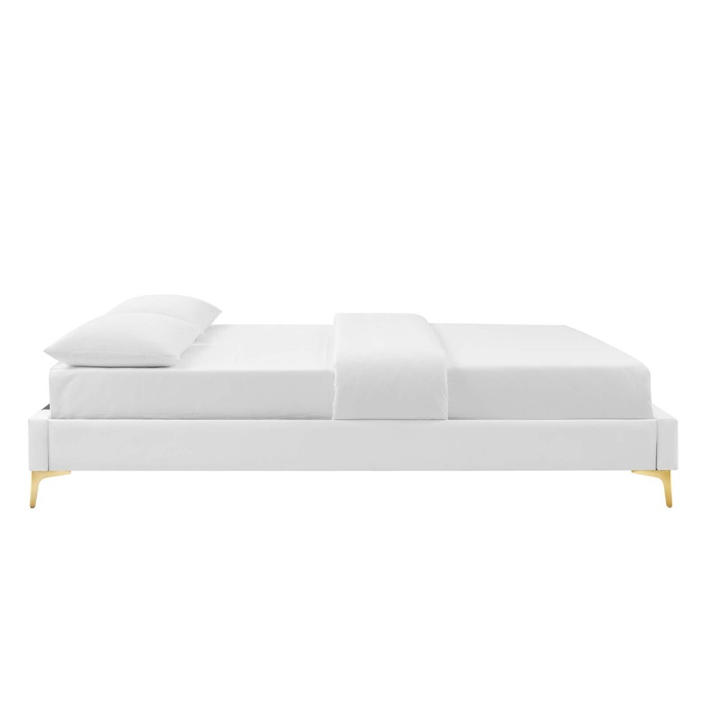 Modway Sutton Performance Velvet Queen Bed Frame in White