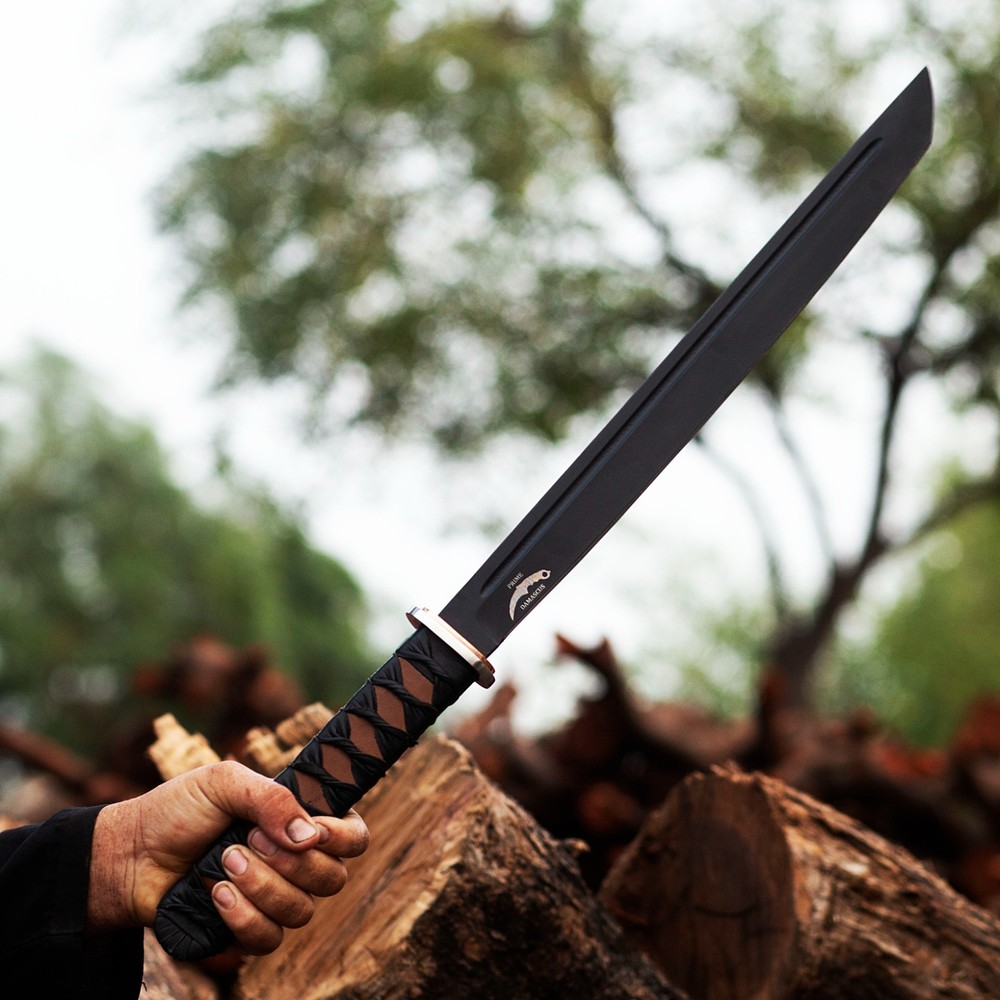 Handmade 15" Short Katana Sword with Sheath- Sharp Blade Leather Handle