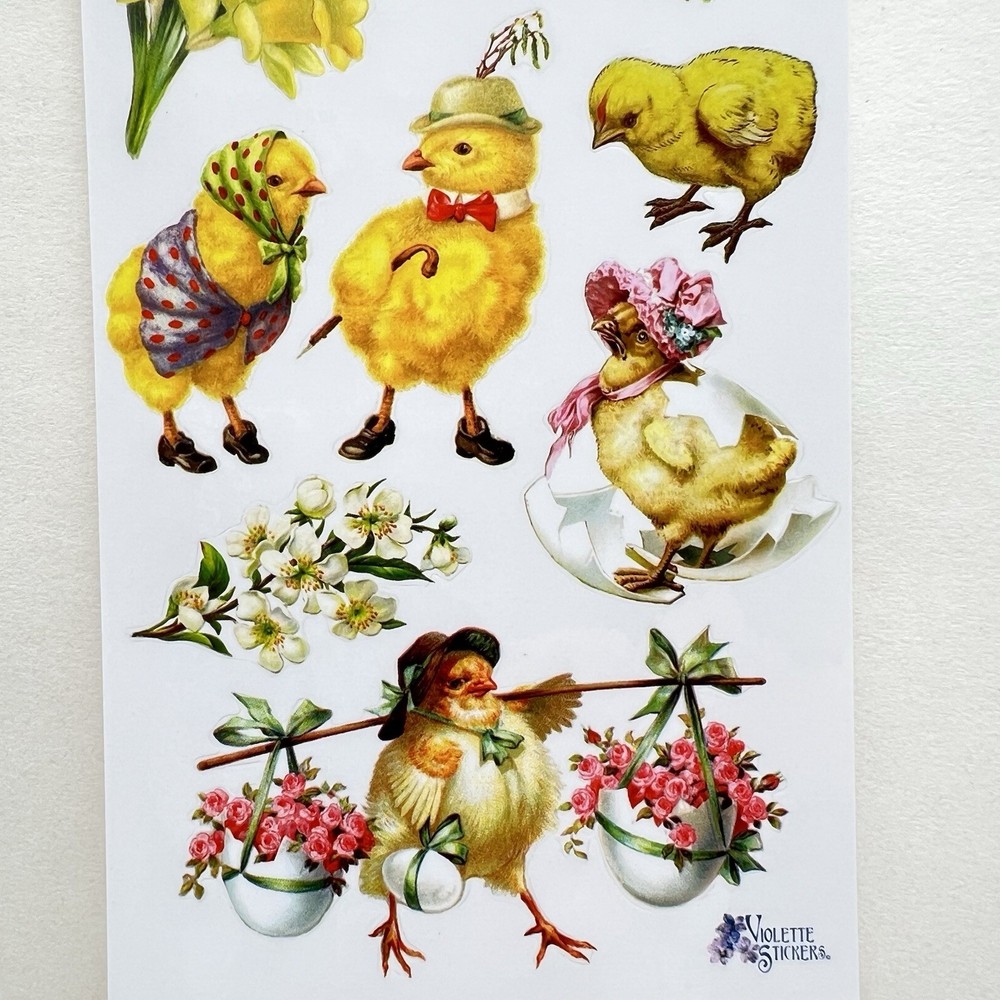 Violette Easter Chick Stickers Chick-A-Dee Junk Journal Collage Scrapbooking