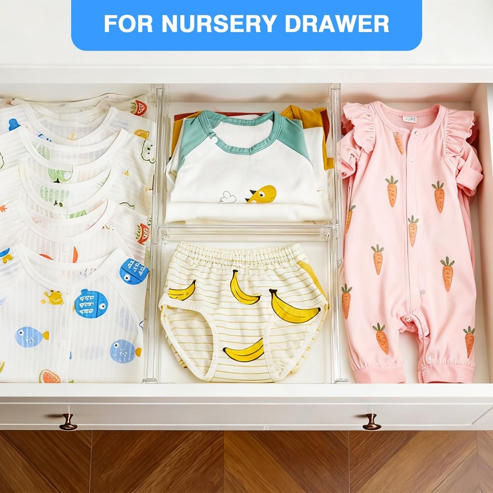Clear Drawer Organizer,Adjustable Long Drawer Divider for Closet &Kitchen,Tra...