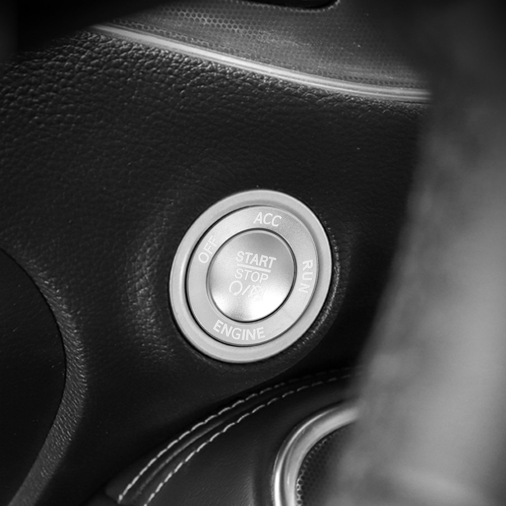 Silver Aluminum Engine Push Start Button w/ Surrounding Ring For Dodge Jeep etc