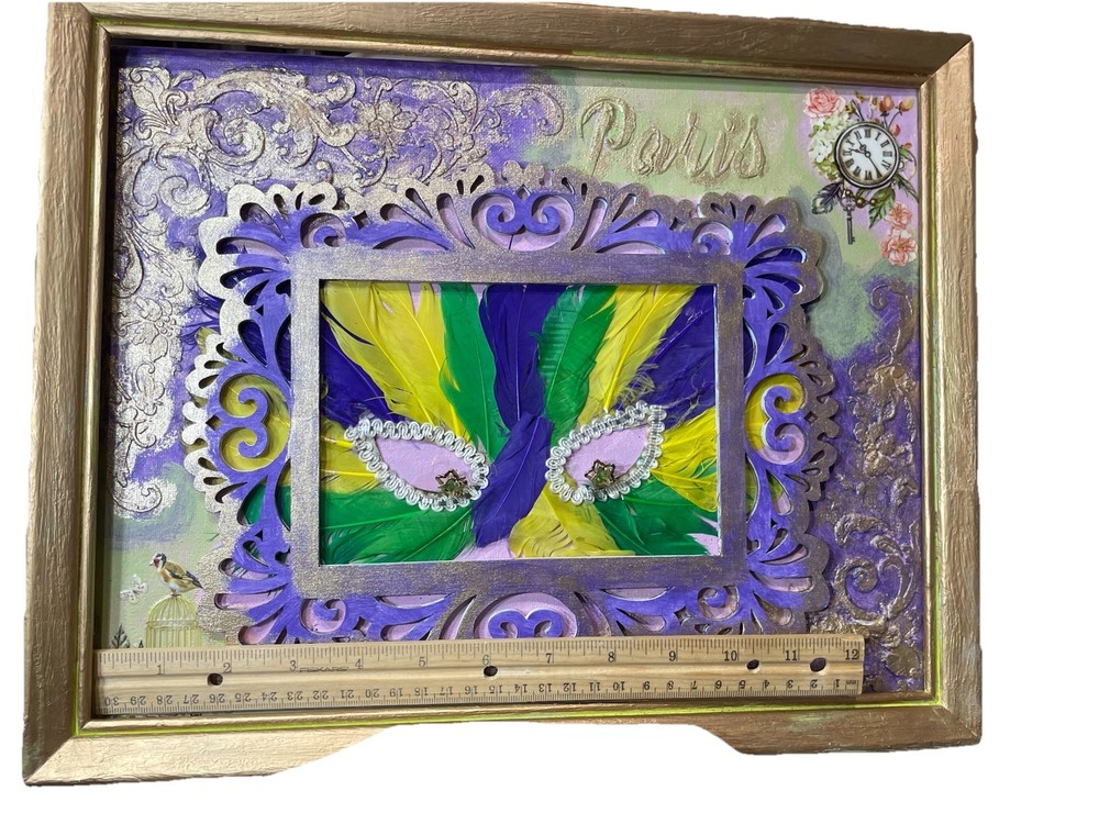 Framed Handmade Artwork, Titled “Midnight Masquerade” FREE SHIPPING