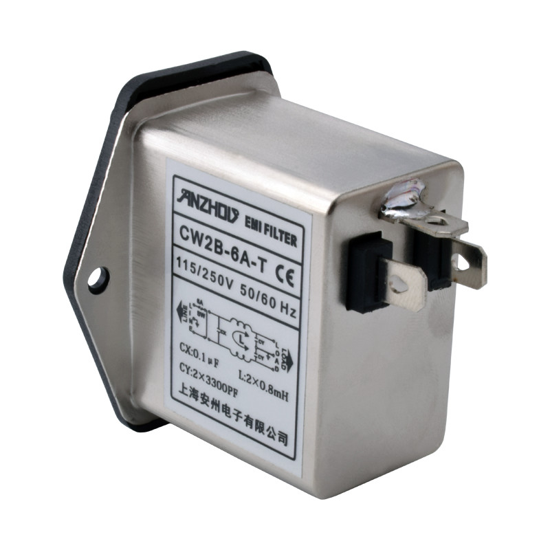 CW2B-6A-T IEC socket with switch EMI filter 115/250V 6A AC power purifier