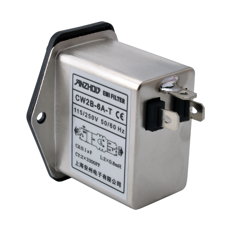 CW2B-6A-T IEC socket with switch EMI filter 115/250V 6A AC power purifier