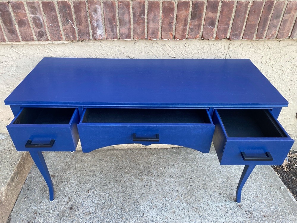 Rare Blue Antique Wood Rectangular  Vintage Desk