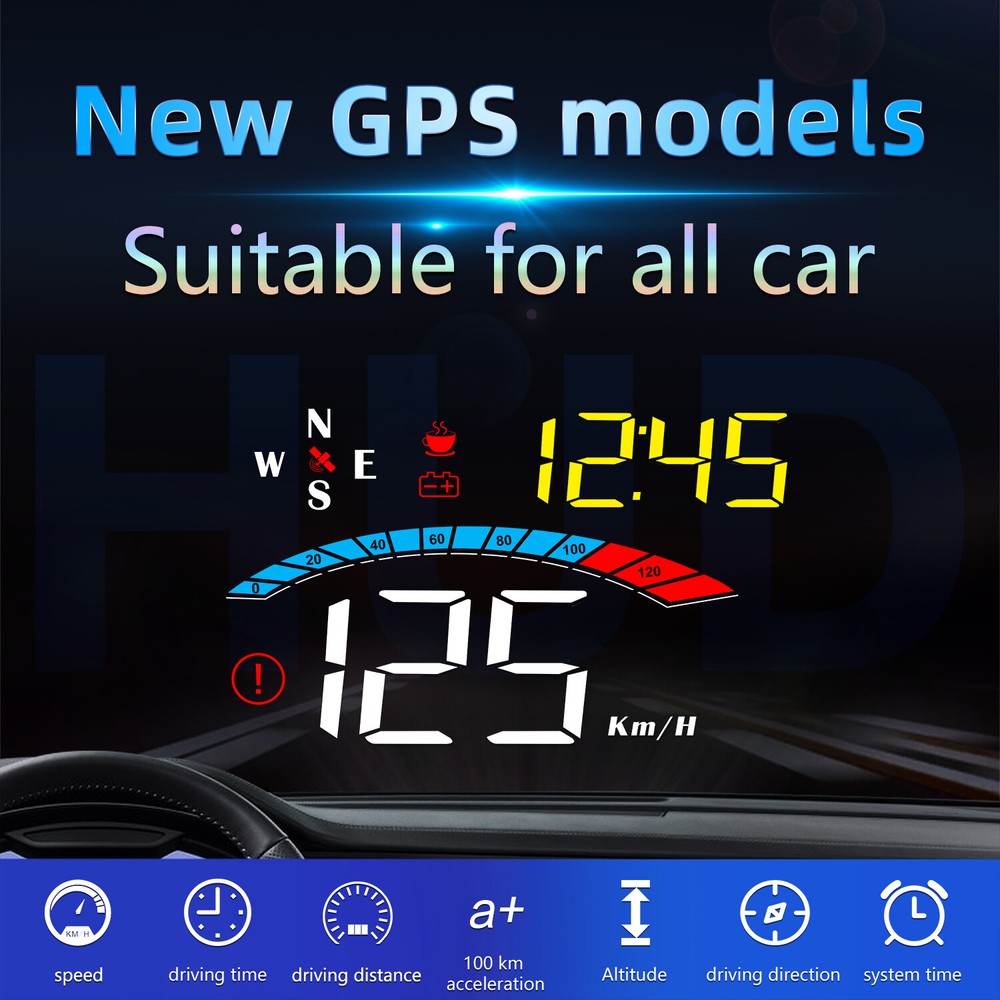 M16 Car HUD Windshield Speed Projector GPS Speedometer Overspeed Alarm System
