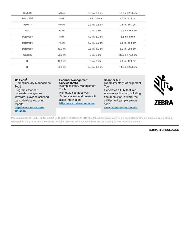 2PCS Symbol DS4308-SR00007ZZAP 2D Handheld Barcode Scanner Reader W/ USB Cable