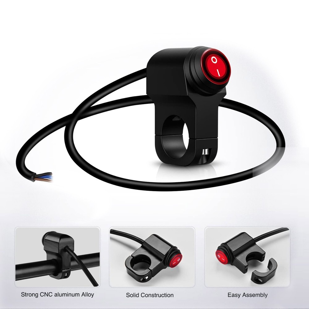 LED Motorcycle Switch ON OFF Handlebar Mount Push Button 12V Headlight Fog Light