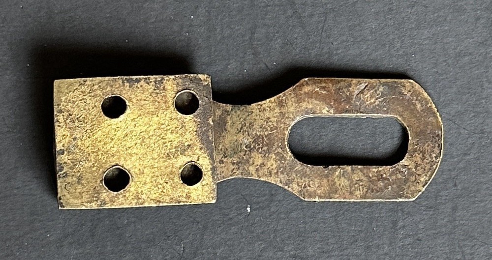 #1968–Antique Solid Brass Offset Hasp Latch 2 ¾” long, 3 ½” total length