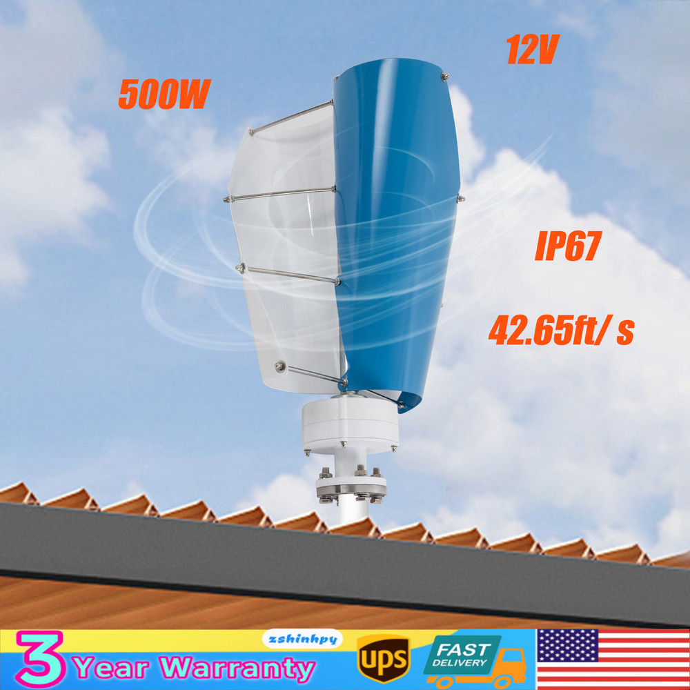 Vertical Axis Wind Turbine Generator 12V with Controller Home Windmill Kit 100W