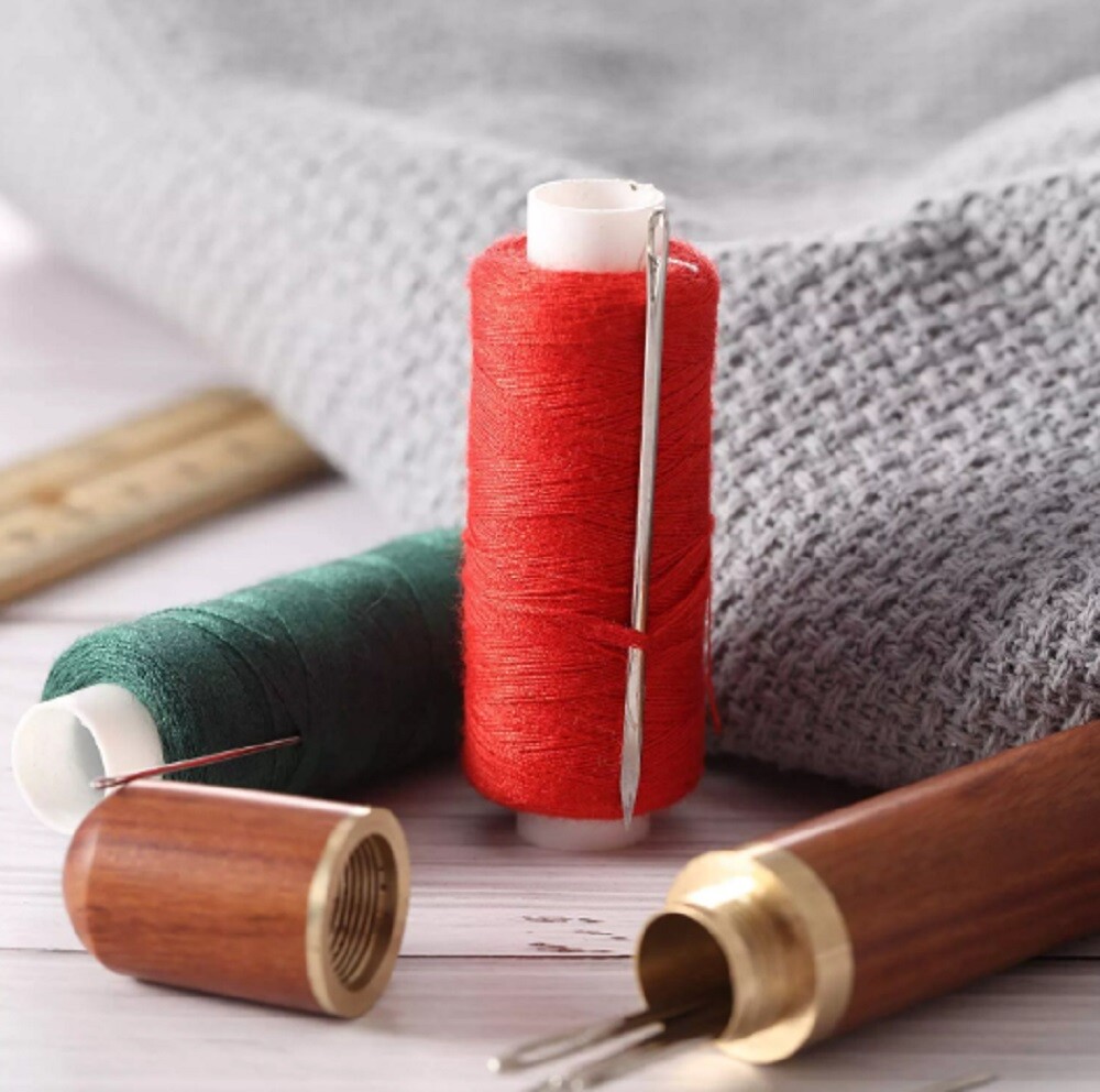 24Pcs Stainless Steel Self-threading Needle Opening Sewing Darning Needle w Case