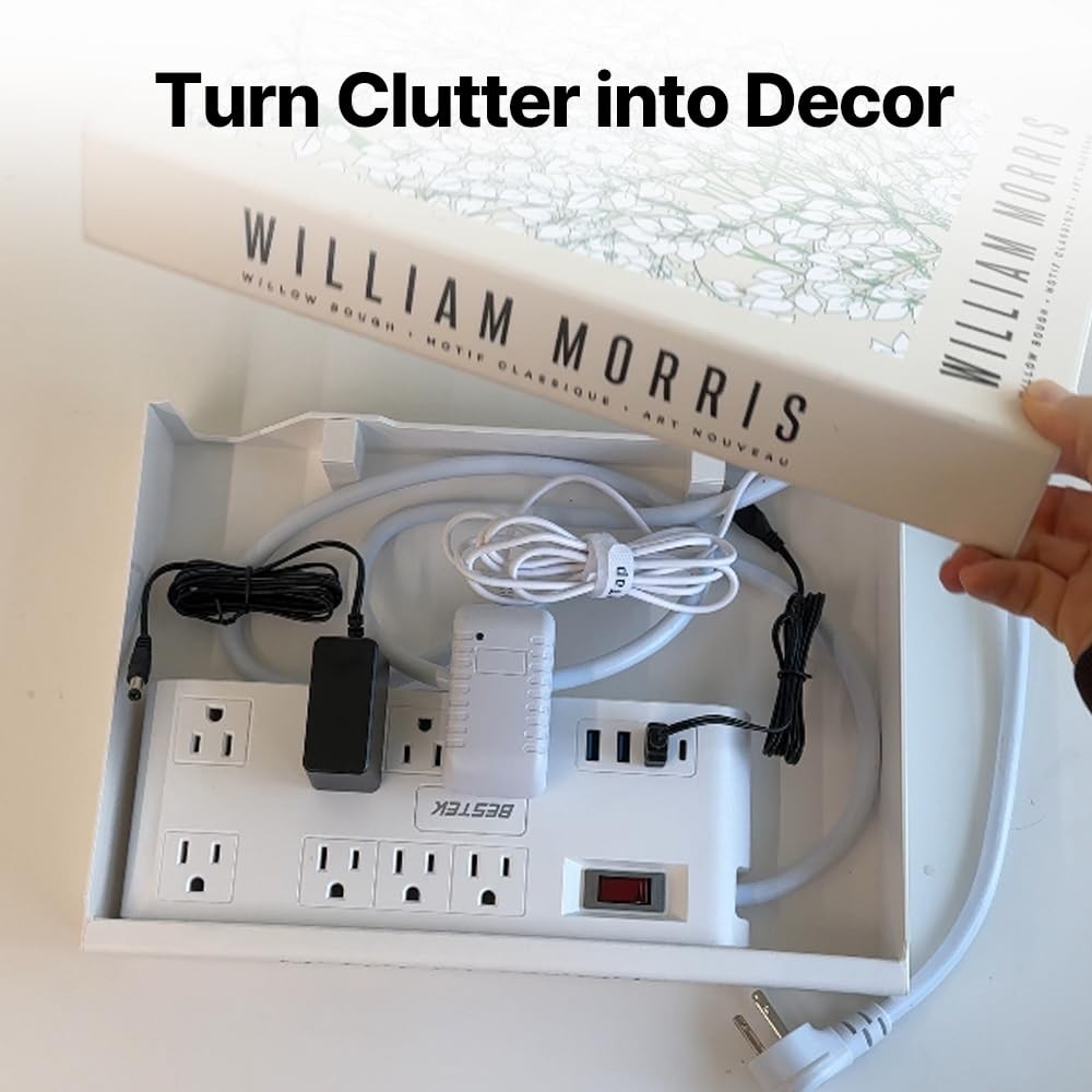 Book Shape Decorative Cable Management - Expandable Cable Organizer with Magn...