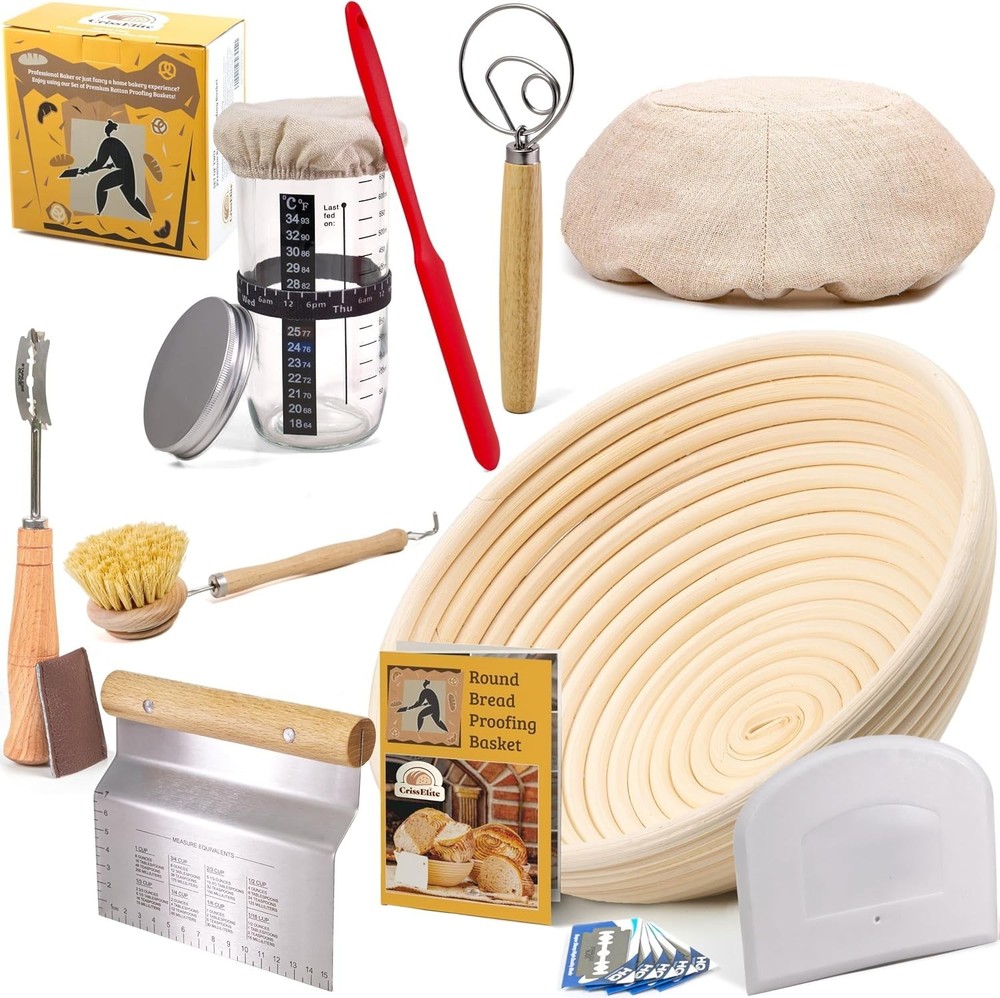 Beginner's Sourdough Starter Kit – Complete Bread Baking Set with Banneton
