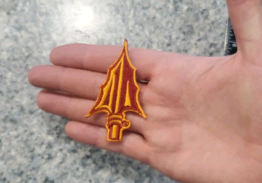 Fsu Spear Patch. Vintage Style Fully Embroidered. Iron On Backing. 3"x 2" Patch.