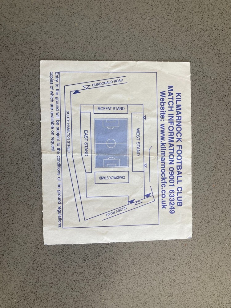 Kilmarnock v Celtic 2001-02 Match Ticket
