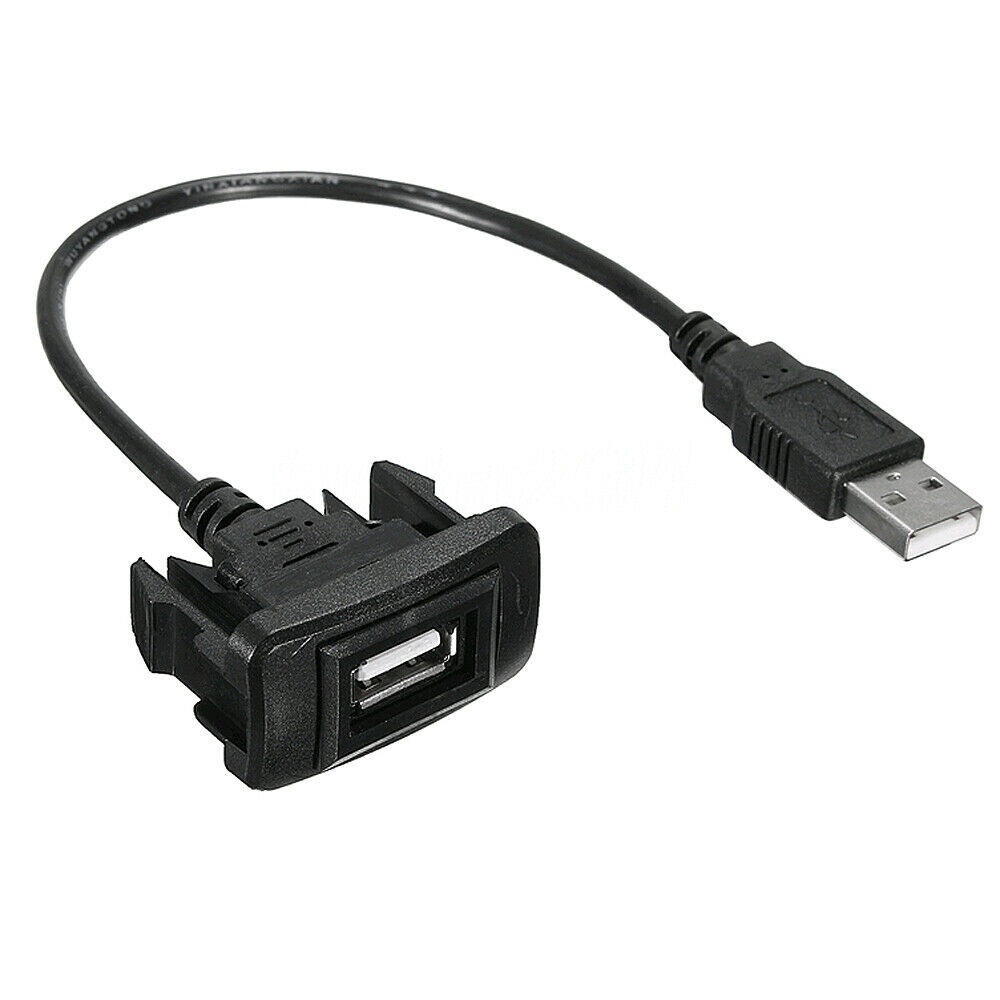 USB Extension Cable 25cm Adapter Black Car Center Console Flush Mount Part
