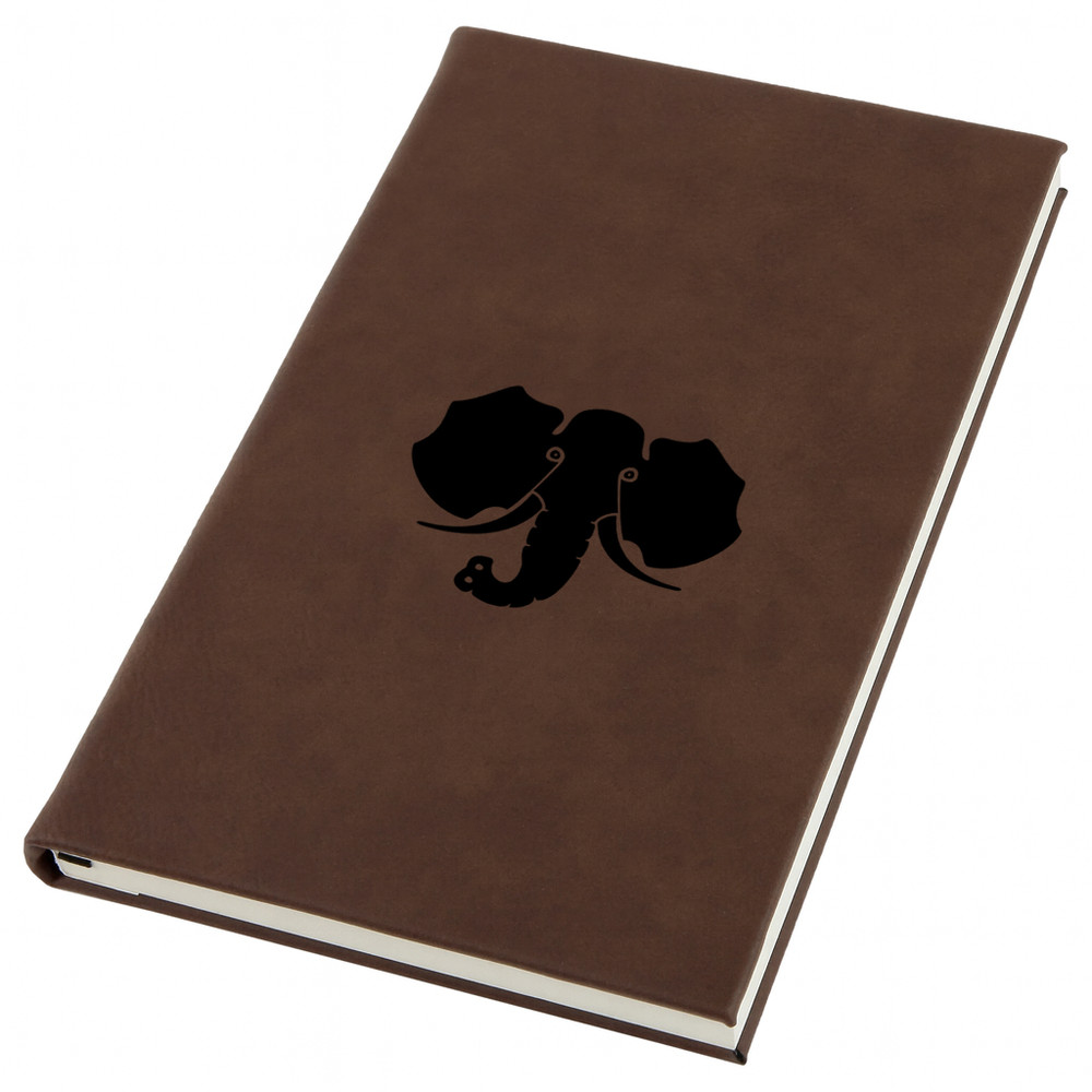 African Elephant Engraved Leather Journal, Personal Planner with Lined Pages