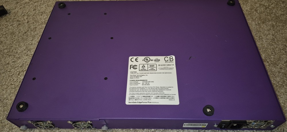 ServGate EdgeForce Plus SG230, FIREWALL / VPN NETWORKING , POWERS ON ,SOLD AS IS