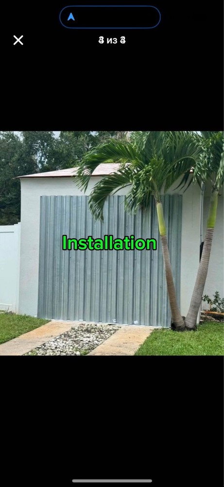 Various sized hurricane window shutter panels