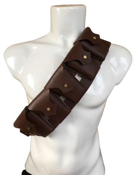 1903 Pattern Leather Five Pocket Bandolier for Jawa Costume (Pebble Leather)
