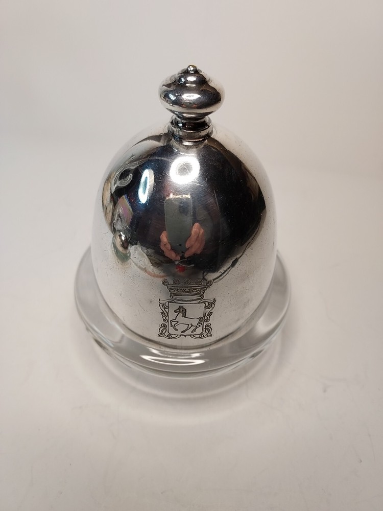 Tall Silver Plated Domed Individual Hutter Dish W/ Embossed Horse Design
