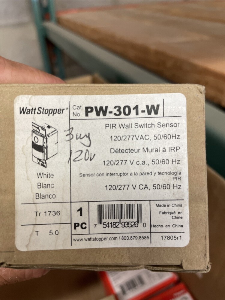 WattStopper PW-301-W Passive Infrared (PIR) Wall Switch Sensor