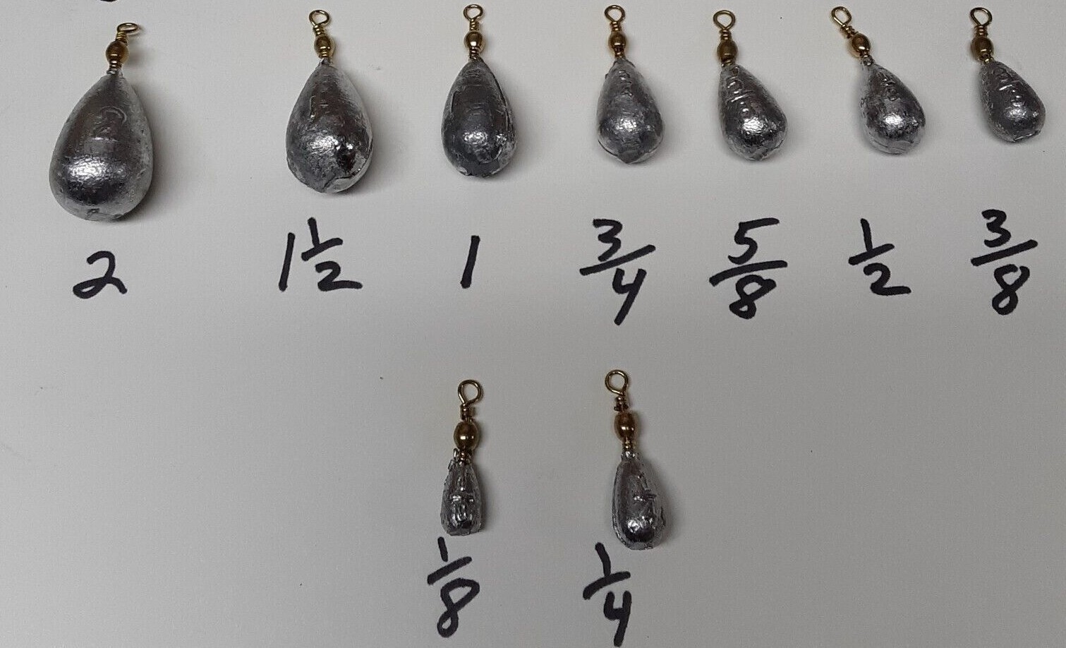 Bell Sinkers qty 100 you choose size 1/8 1/4 3/8 1/2 5/8 3/4 1 1-1/2 2 3 4  5