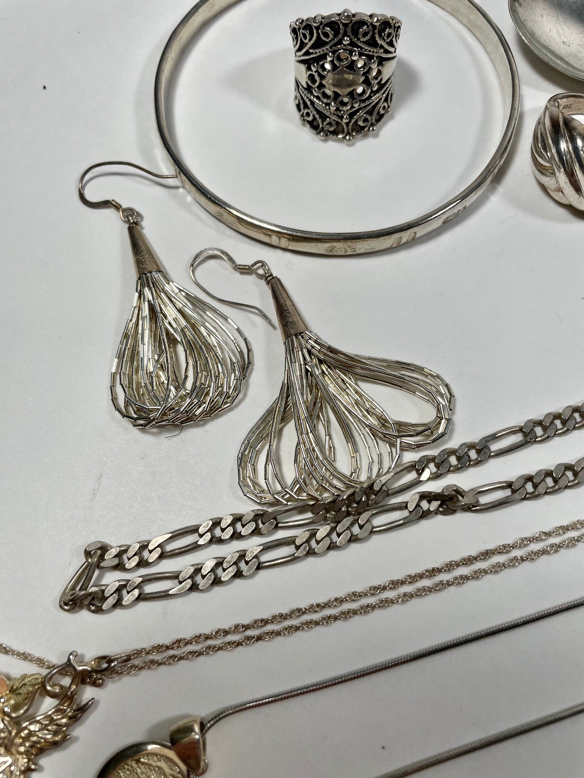 925 STERLING SILVER JEWELRY RINGS PENDANTS BRACELET NECKLACES SPOON 76.5 grams