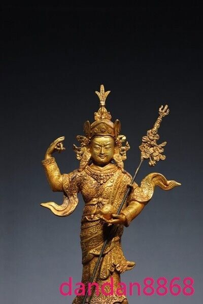 13.2"Tibet Buddhism temple bronze Gilt Guru Rinpoche Padmasambhava Buddha Statue