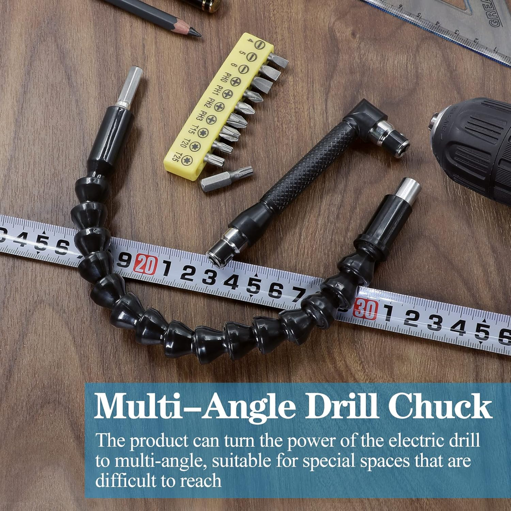 90 Degree Right Angle Driver 11.6 Inch Bendable & Flexible Screwdriver Extension