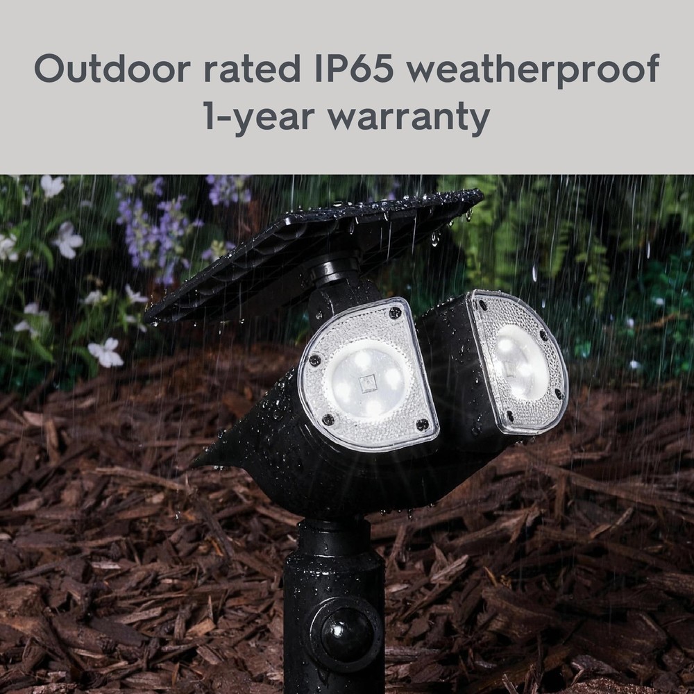 2-Pack Solar Motion Sensor Adjustable LED Outdoor Spotlights 600 Lumens