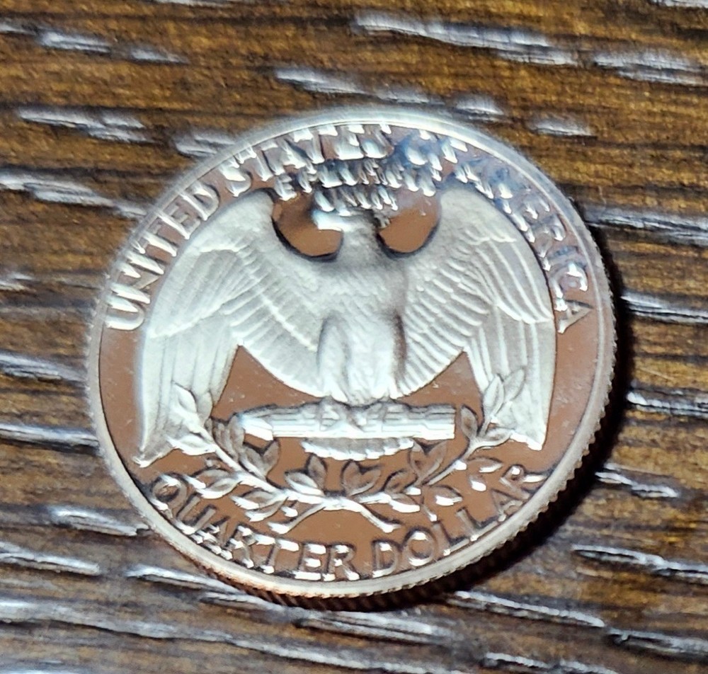 1987 S proof Washington quarter, uncirculated from proof set