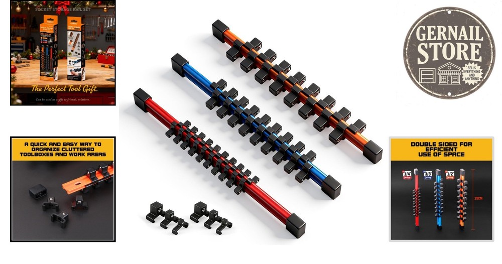 Efficient Tool Organization: 3Pcs Color-Coded Double-Sided Socket Holders