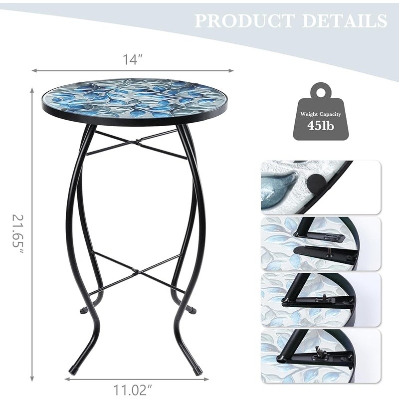Outdoor Side Table Decorative Patio Table Sturdy Metal Easy Assembly Rust Proof