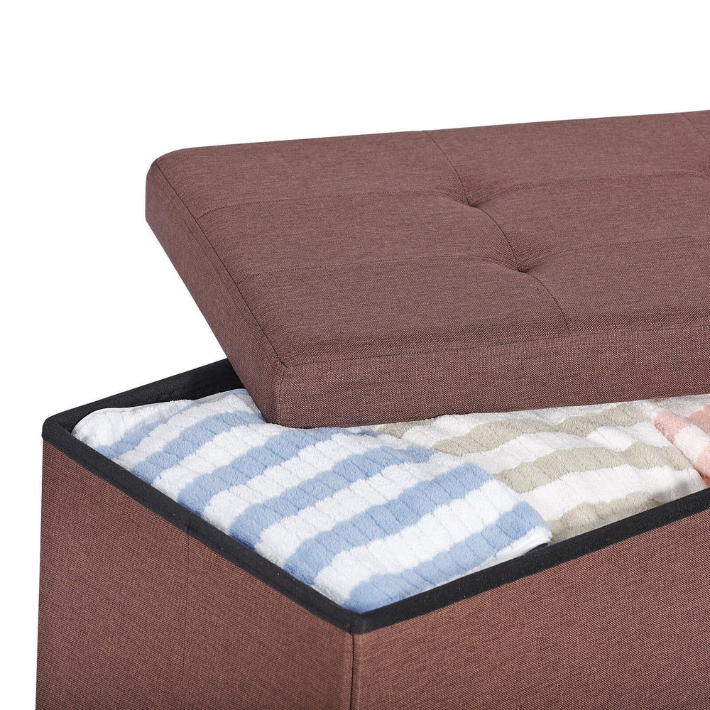 F2C 43" Folding Storage Ottoman Bench Storage Chest Soft Footrest Stool