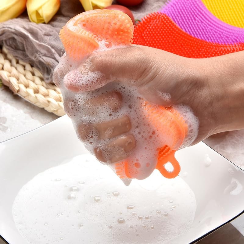 Silicone Dish Sponges 6 Pack Durable Fast Dry Multi Purpose Kitchen Set