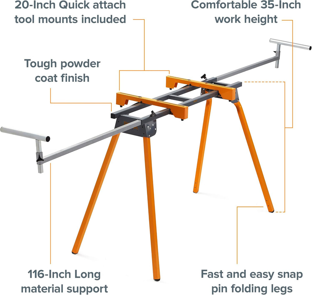 Universal Miter Saw Stand with Quick Release Tool Mounting System- Portable Mite